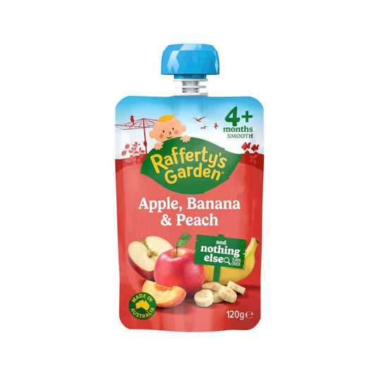 Rafferty's Garden Apple Banana & Peach And Nothing Else Baby Food Puree Pouch 4+ Months - 120g