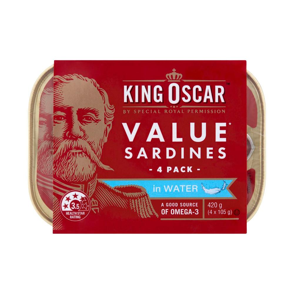 King Oscar Sardines IN Water 4 Pack - 420GRAM