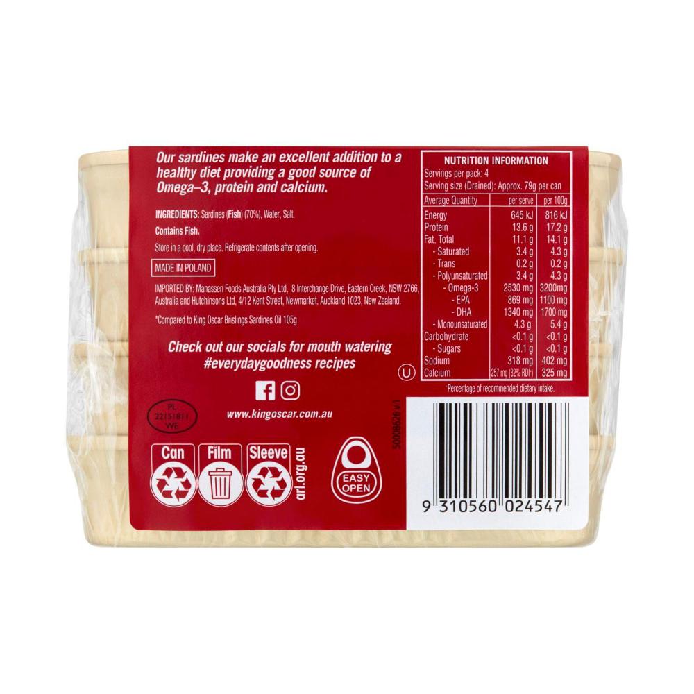King Oscar Sardines IN Water 4 Pack - 420GRAM