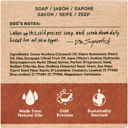 Dr Squatch Mens Natural Soap Bar Wood Barrel Bourbon 141g