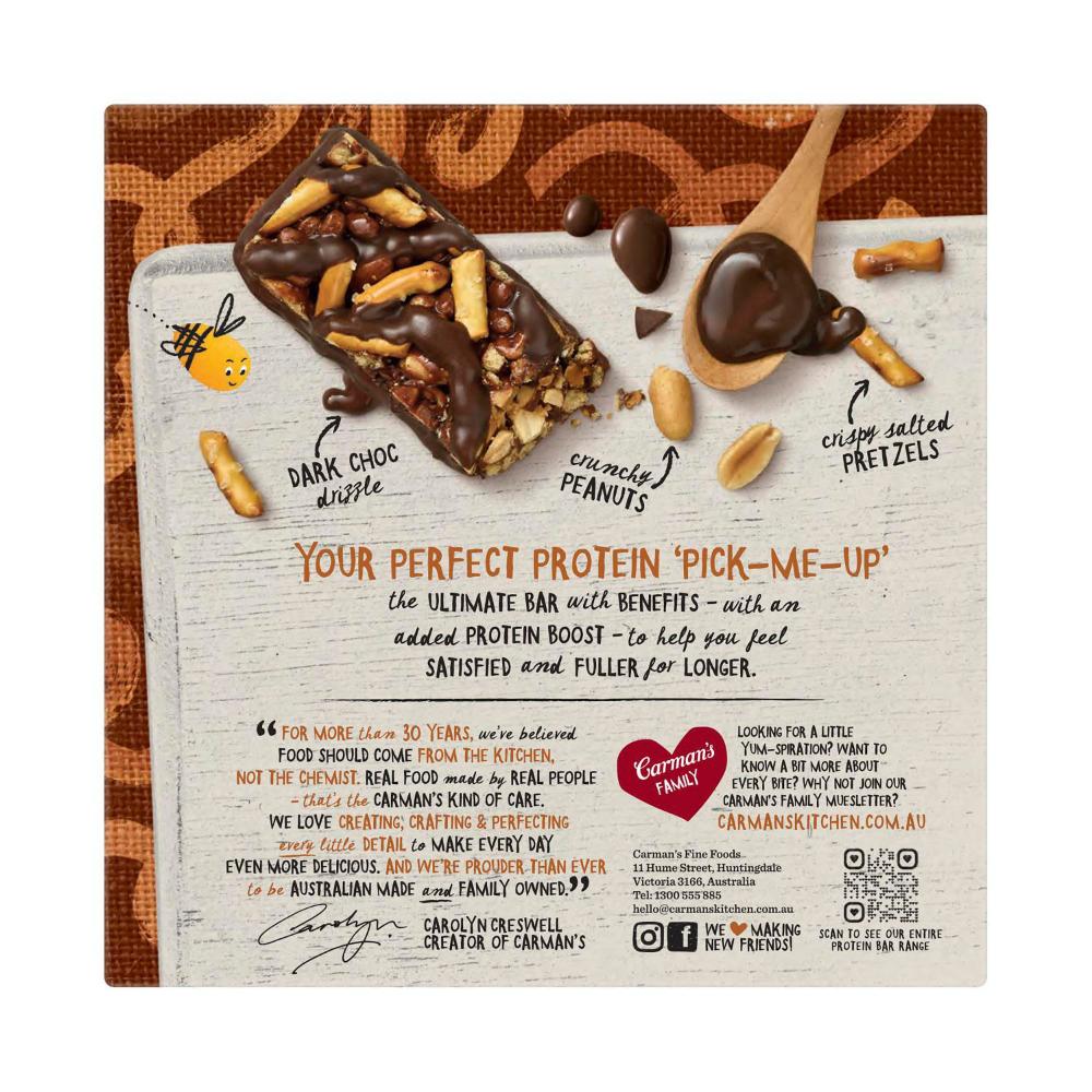 Carman's Protein Bar Dark Choc Pretzel - 200g