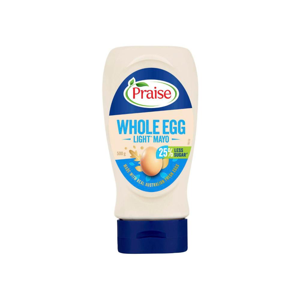 Praise Squeeze Less Sugar Light Whole Egg Mayo - 500g
