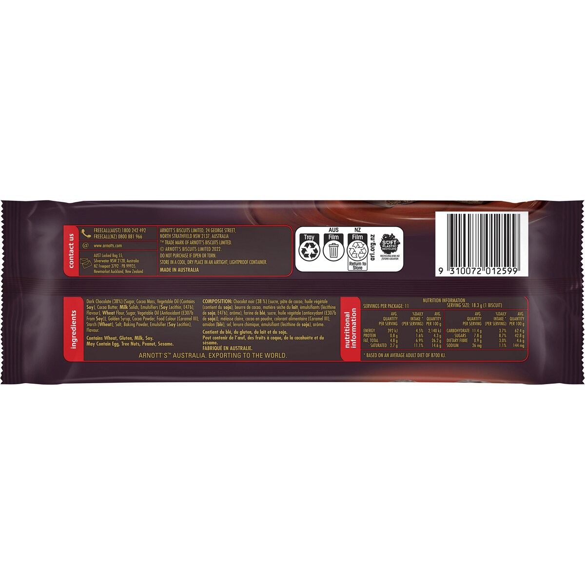Arnotts Tim Tam Dark Chocolate Biscuits 200g
