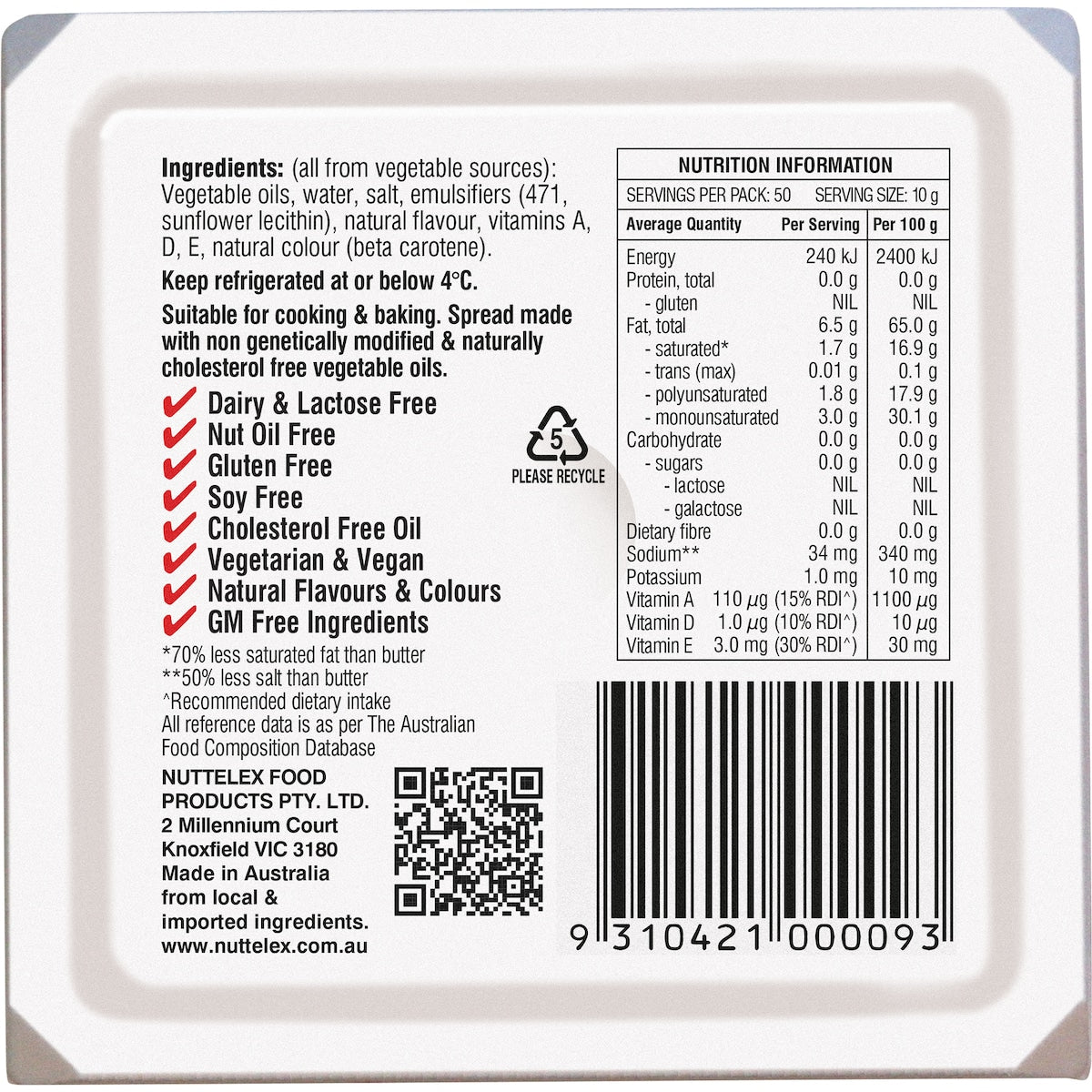 Nuttelex Buttery Table Spread 500g