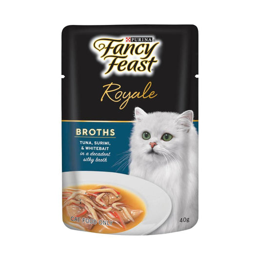 Fancy Feast Adult Royale Broths Tuna Whitebait Cat Food - 40g