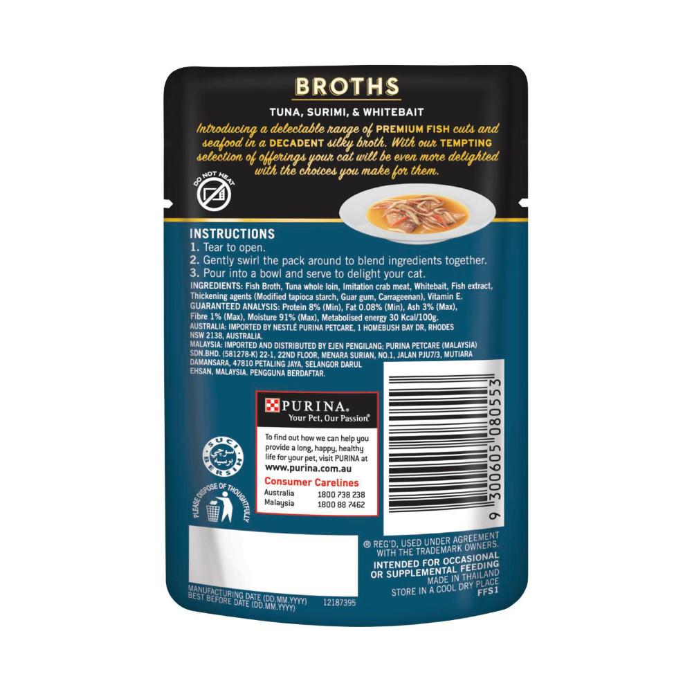 Fancy Feast Adult Royale Broths Tuna Whitebait Cat Food - 40g
