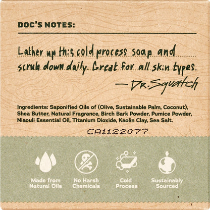 Dr Squatch Mens Natural Soap Bar Birchwood Breeze 141g