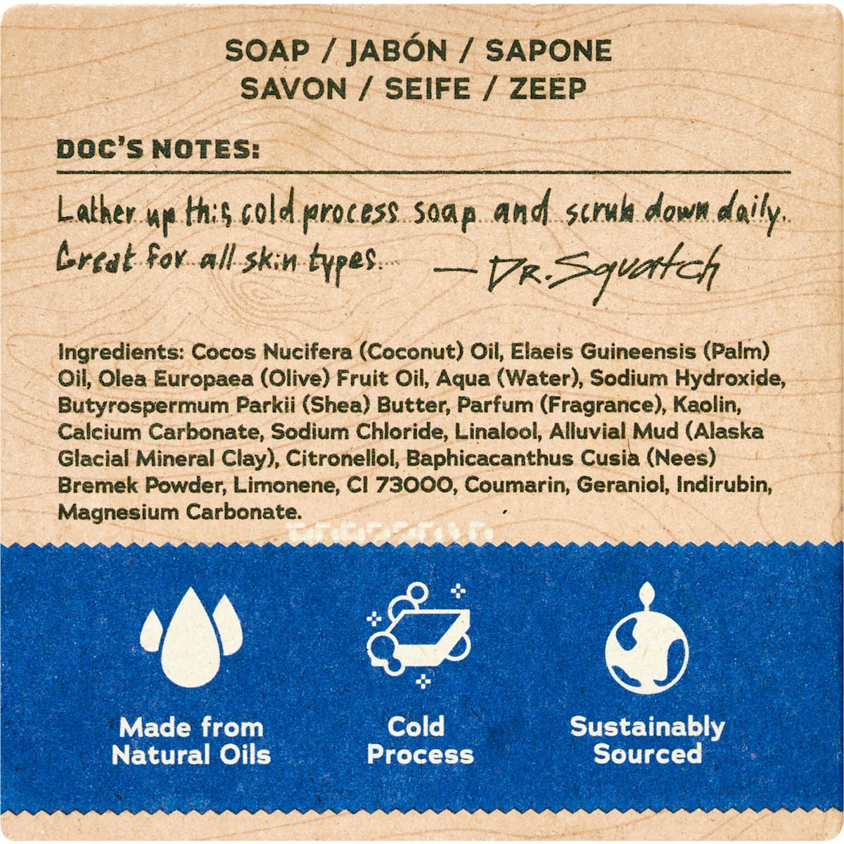Dr Squatch Mens Natural Soap Bar Fresh Falls 141g