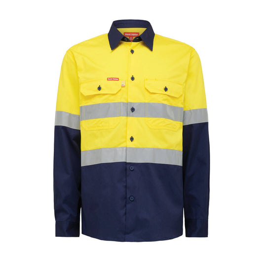 Hard Yakka Hi Vis Taped Long Sleeve Shirt - XL - Yellow/Navy