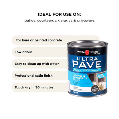 White Knight Ultra Pave Quick Dry Concrete Paint - 1L - White