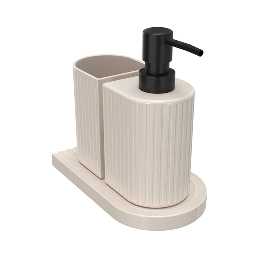 Astin Sinclair Blanc Ribbed 3 Piece Bathroom Set - 74 x 168mm - White