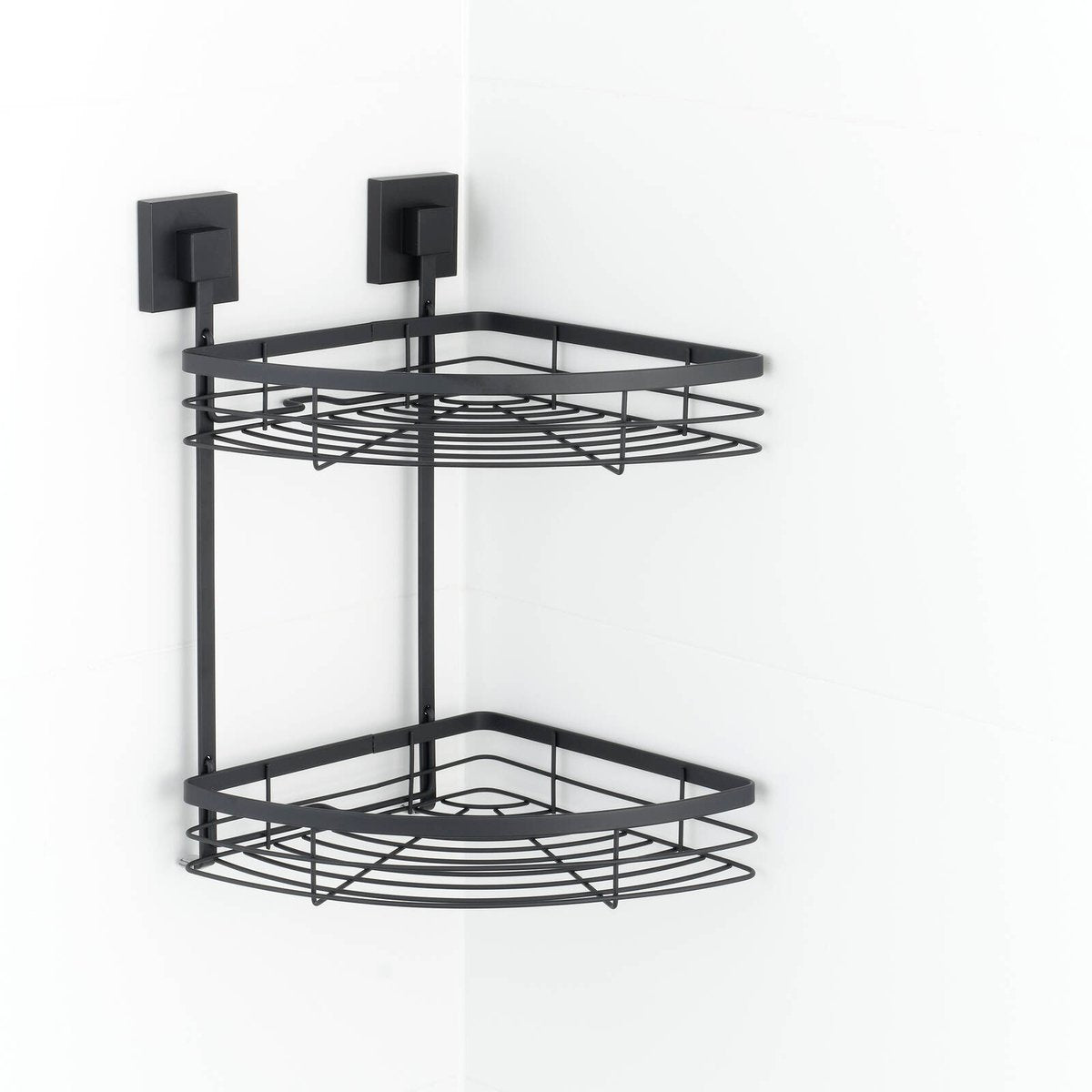 Fusion-Loc 26kg Black Matte Suction Double Corner Shower Caddy