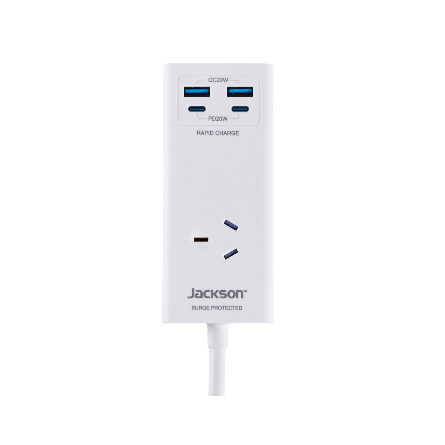 Jackson Outlet Adaptor - 1 - USB 2A 2C - 0.9m - White