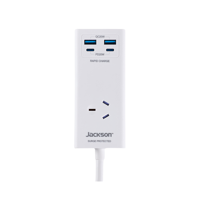Jackson Outlet Adaptor - 1 - USB 2A 2C - 0.9m - White