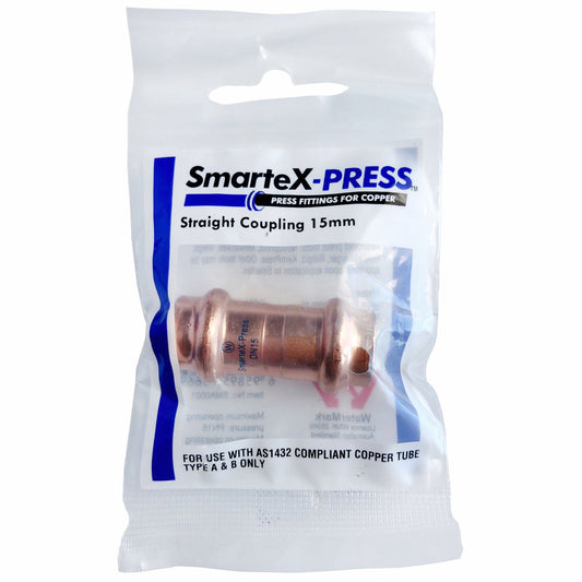 SmarteX-PRESS Straight Coupling - 15mm - Copper