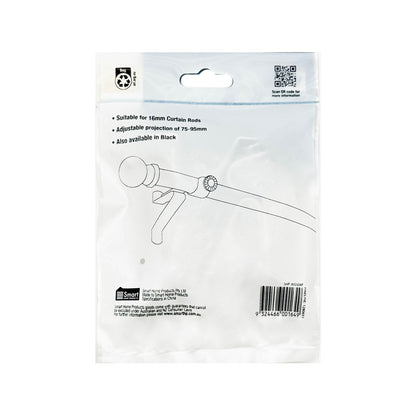 Windoware Satin Adjustable Curtain Rod Bracket - 75-95mm - Pewter - 2 Pack