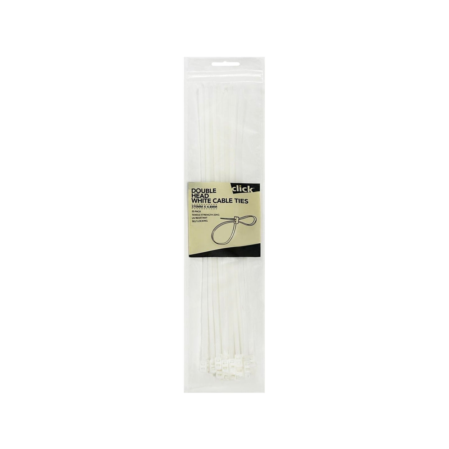 Click Double Headed Cable Tie - 370mm - 25 Pack