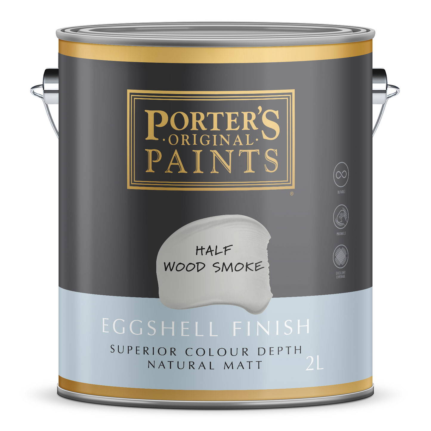 Porter's Washable Paint - 2L - Half Wood Smoke - Eggshell