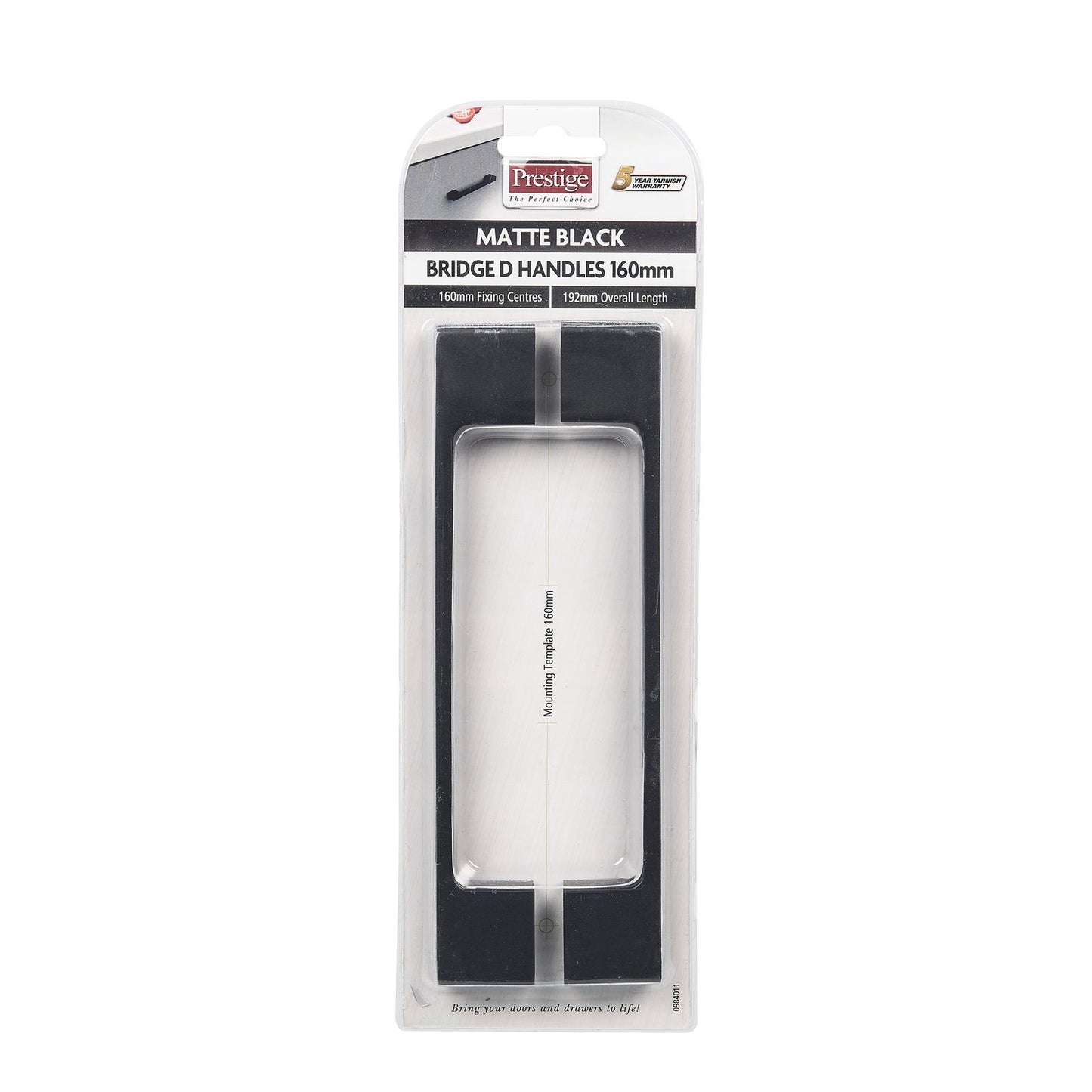 Prestige Black D Bridge Handle - 160mm - 2 Pack