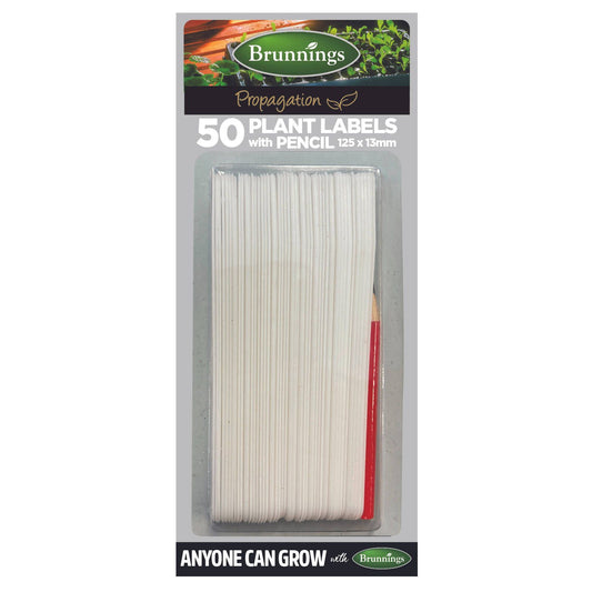 Brunnings Plant Labels with Pencil - 125 x 13mm - 50 Pack