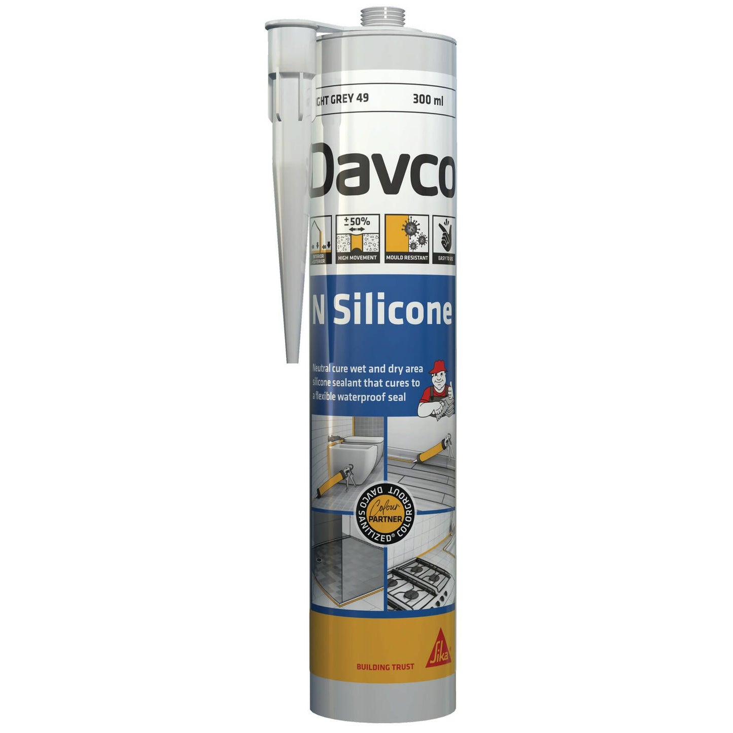 Sika Davco N Silicone Neutral Cure - 300ml - Light Grey