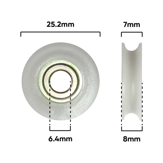 Rolltrak Acetal Concave Roller 25mm
