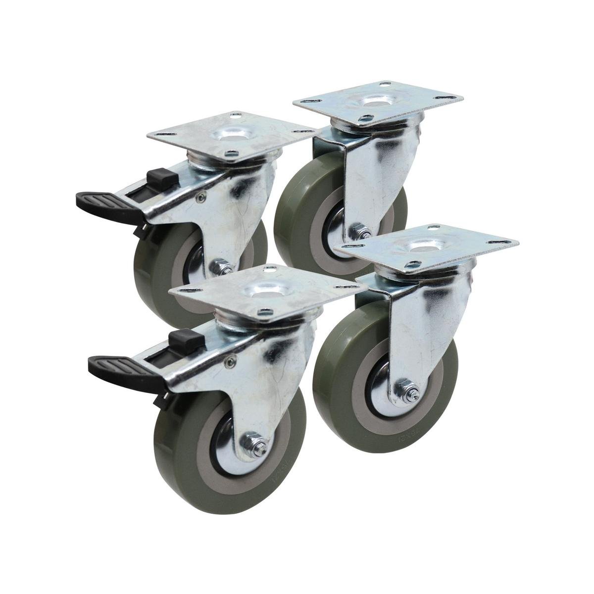 Move It 75mm PVC Castor 4 Pack - Low Rolling Resistance - 40kg Load