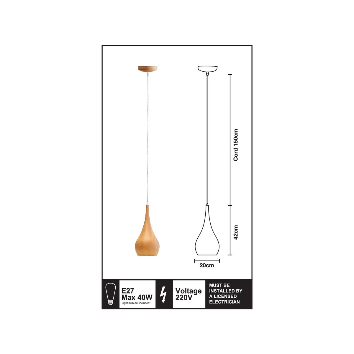 Home Design Grove Pendant Light - Metal - 200mm - Contemporary Style