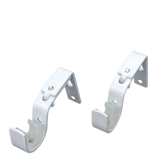 Pillar White Curtain Rod Bracket 16 & 25mm 1 Pair