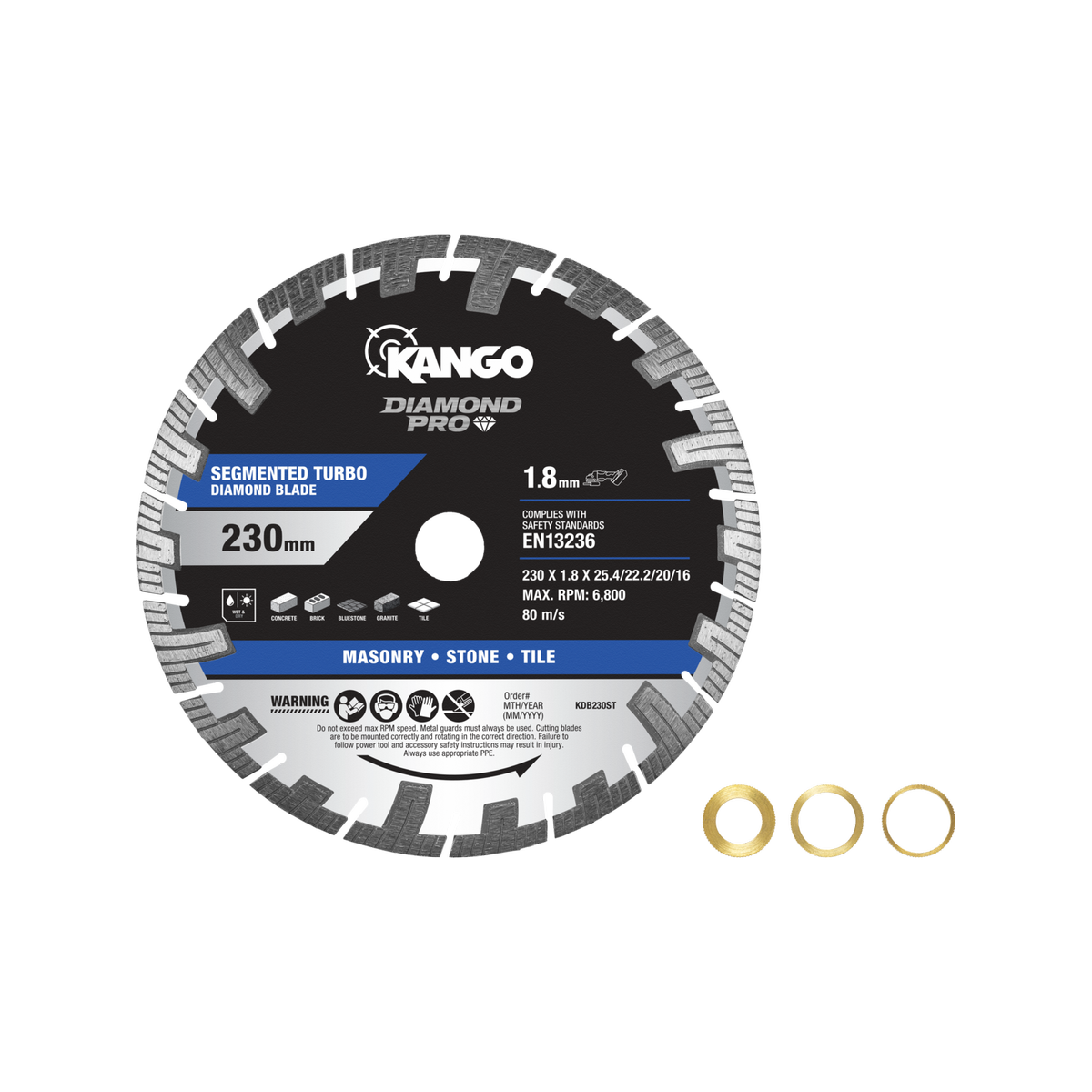 Kango Segmented Turbo Diamond Blade - 230mm - Diamond - Dry Cutting