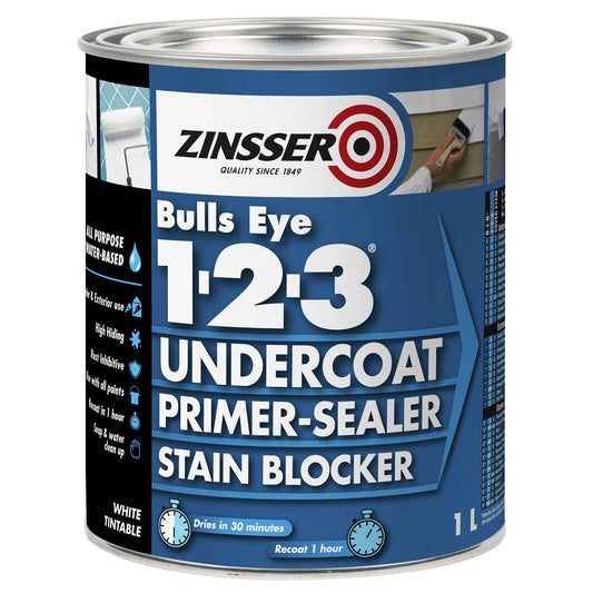 Zinsser Bulls Eye 1-2-3 Undercoat Primer-Sealer Stain Blocker White 1L