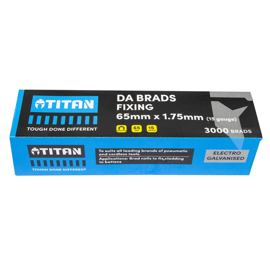 Titan Electro Galvanised Angled Collated Nail Da Brads - 65 x 1.75mm - 3000 Pack
