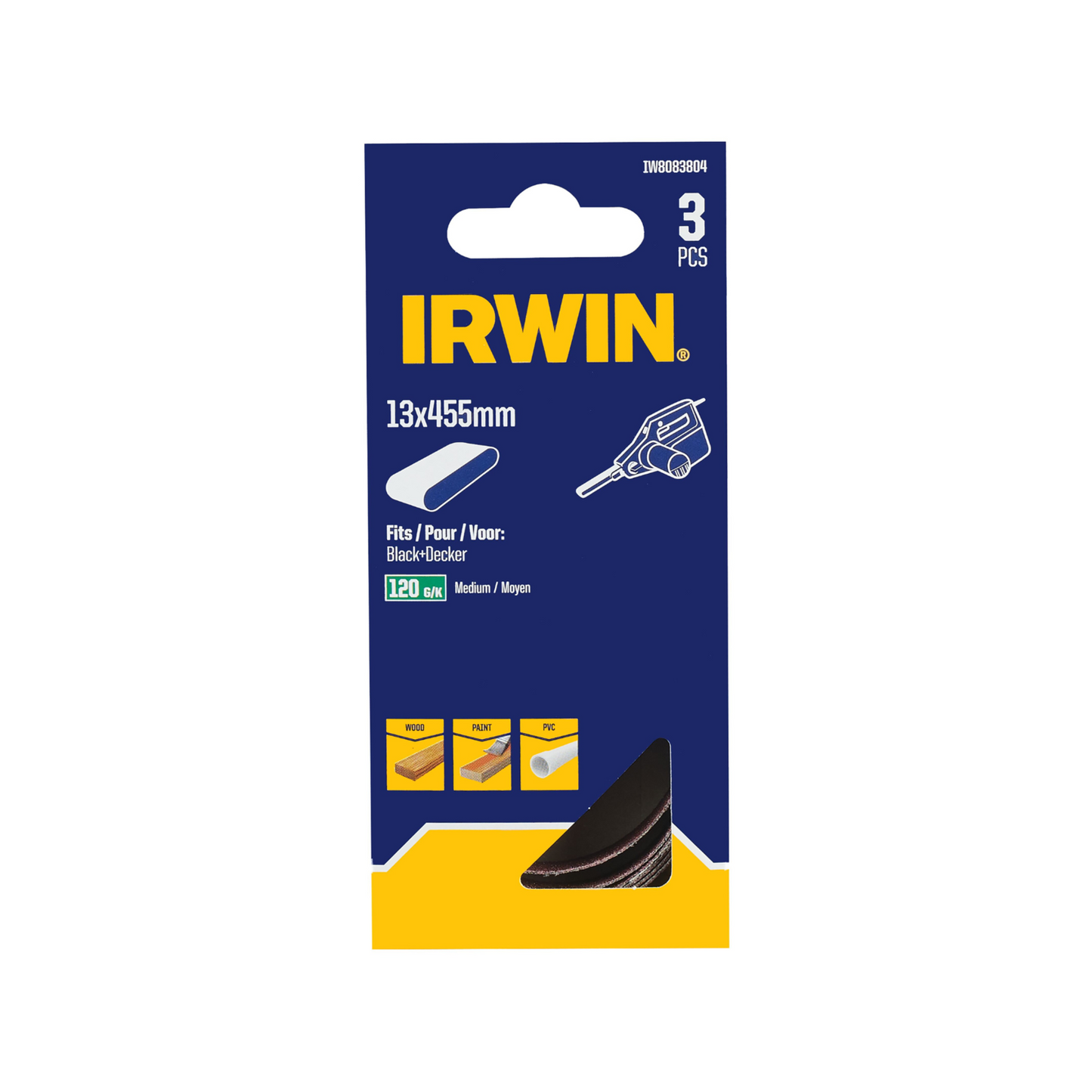Irwin Powerfile Belt - 13mm - 120 Grit - 3 Pack