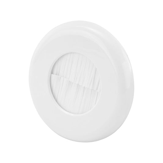 Deta Round Brush Wall Plate - 100 x 100mm - White/Silver