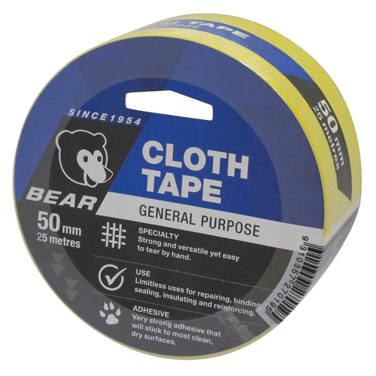 Norton Bear Yellow Cloth Tape - 50mm x 25m