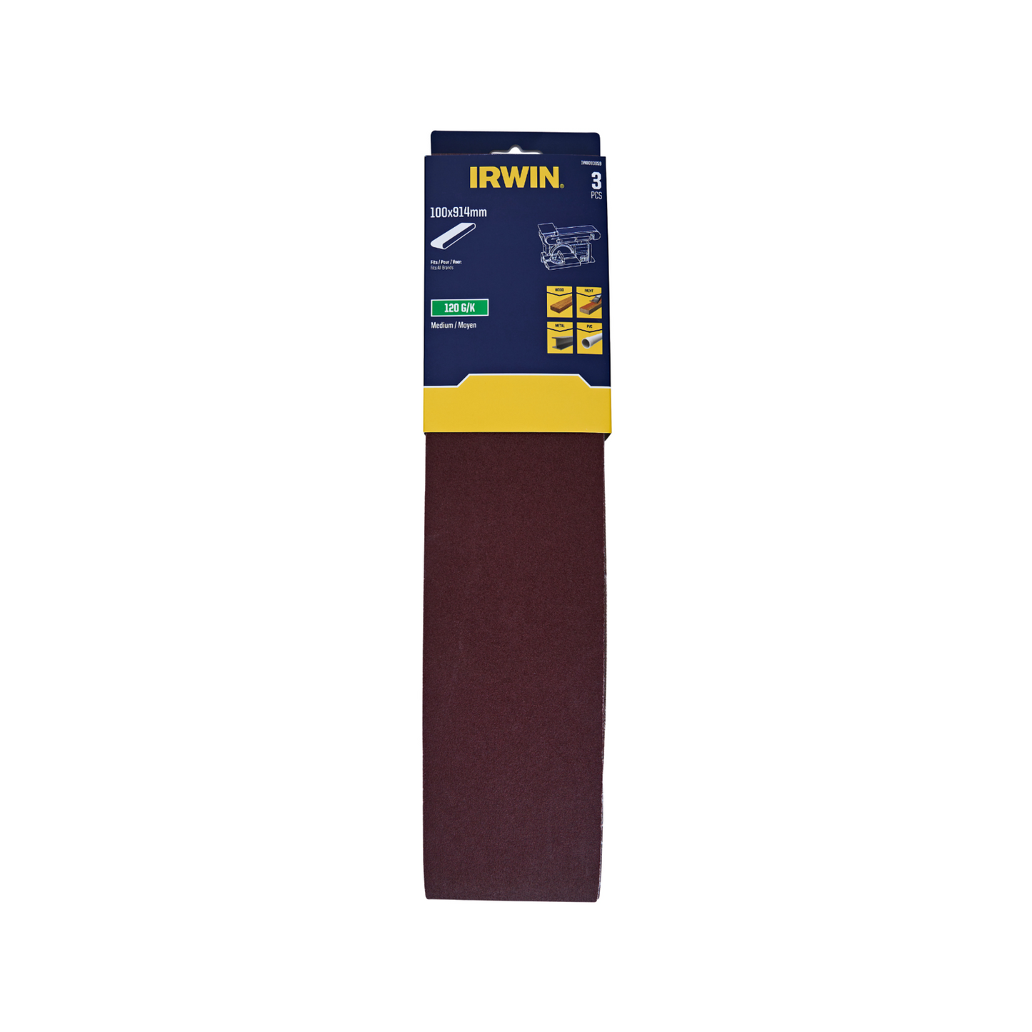 Irwin Sanding Belts - 100 x 914mm - 120 Grit - 3 Pack