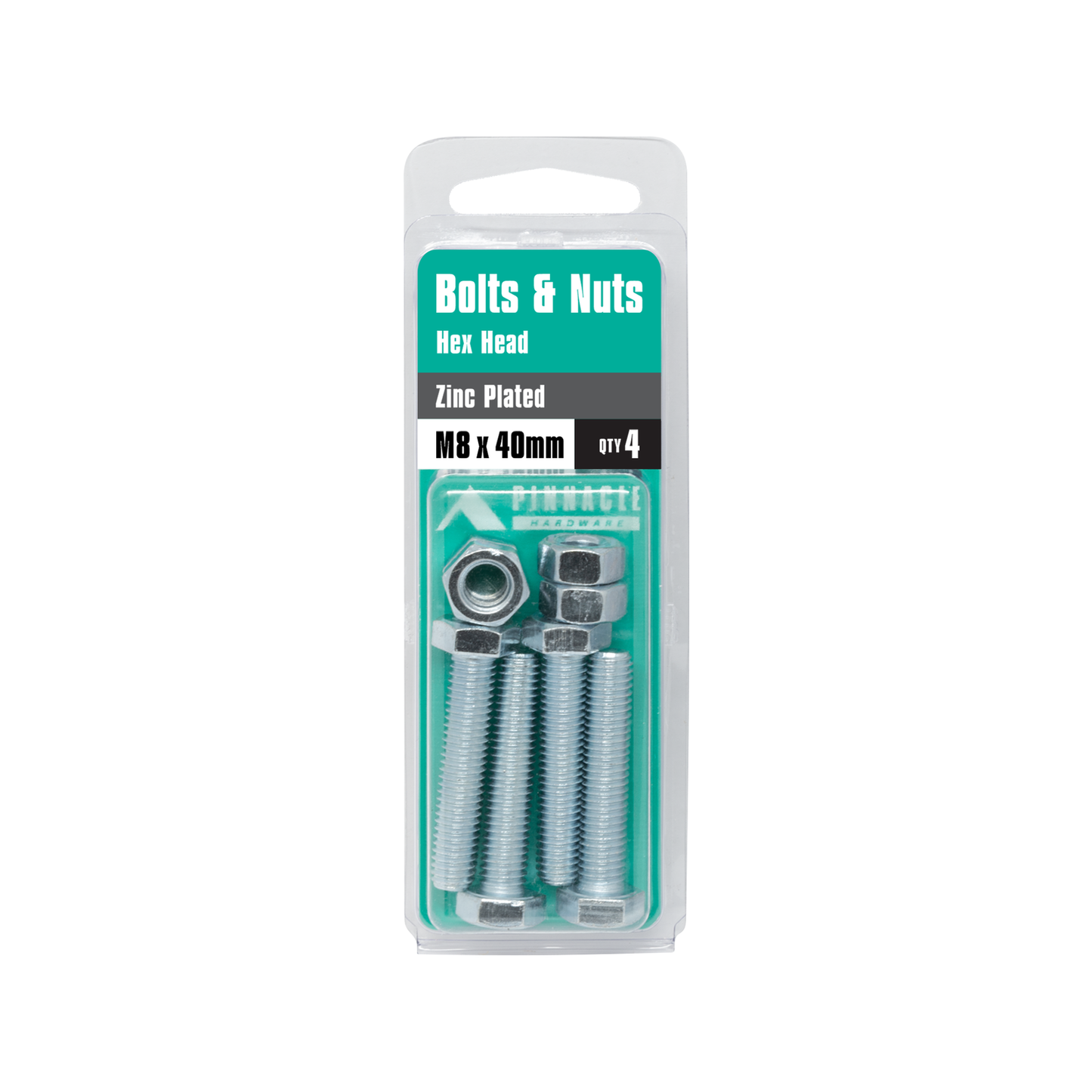Pinnacle Hex Head Bolts and Nuts - M8 x 40mm - 4 Pack