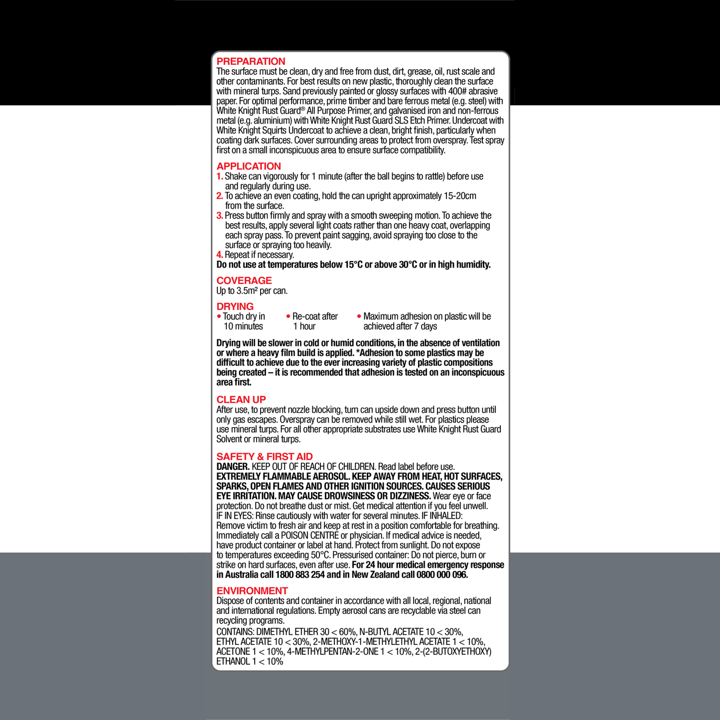 White Knight Squirts Medium Grey Gloss Spray Paint - 310g