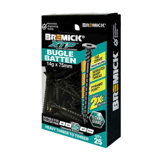 Bremick XTP Bugle Batten - 14g x 75mm - Black - 25 Pack