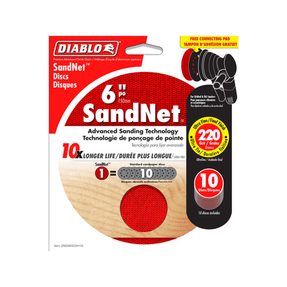 Diablo Orbital SandNet Discs - 150mm - Aluminium Oxide - 220 Grit - 10 Pack