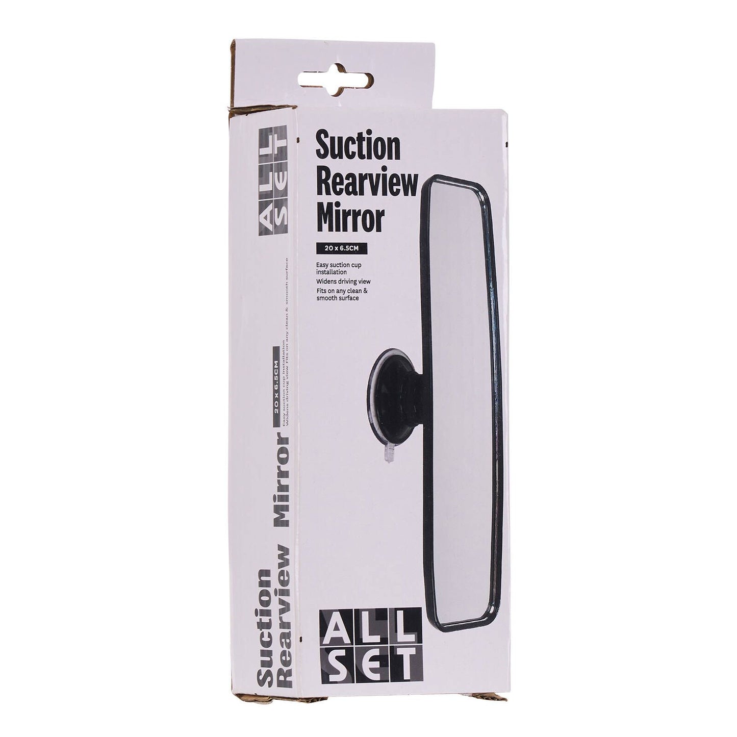 All Set Suction Rearview Mirror 20 x 6.5cm - Black
