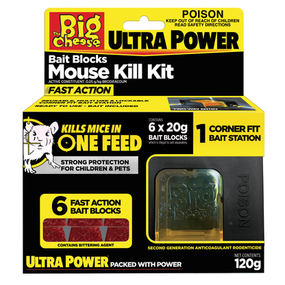 The Big Cheese Ultra Power Bait Blocks Mouse Kill Kit - 6 x 20g