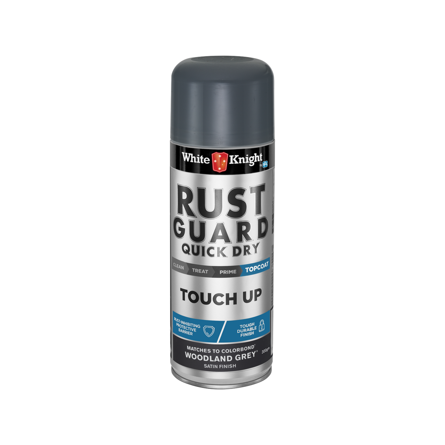 White Knight Rust Guard Touch Up Spray Paint - 300g - Woodland Grey