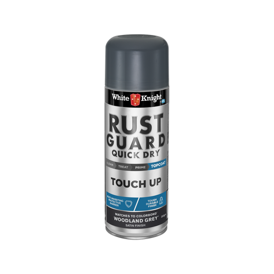 White Knight Rust Guard Quick Dry Touch Up Spray Paint - Woodland Grey Satin Finish 300g