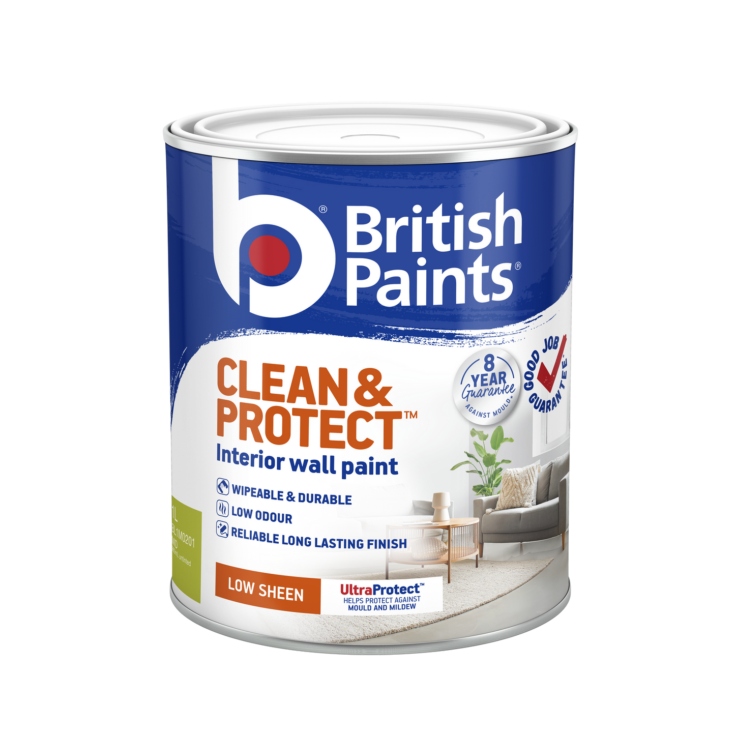 British Paints Mid Low Sheen Interior Paint - 1L