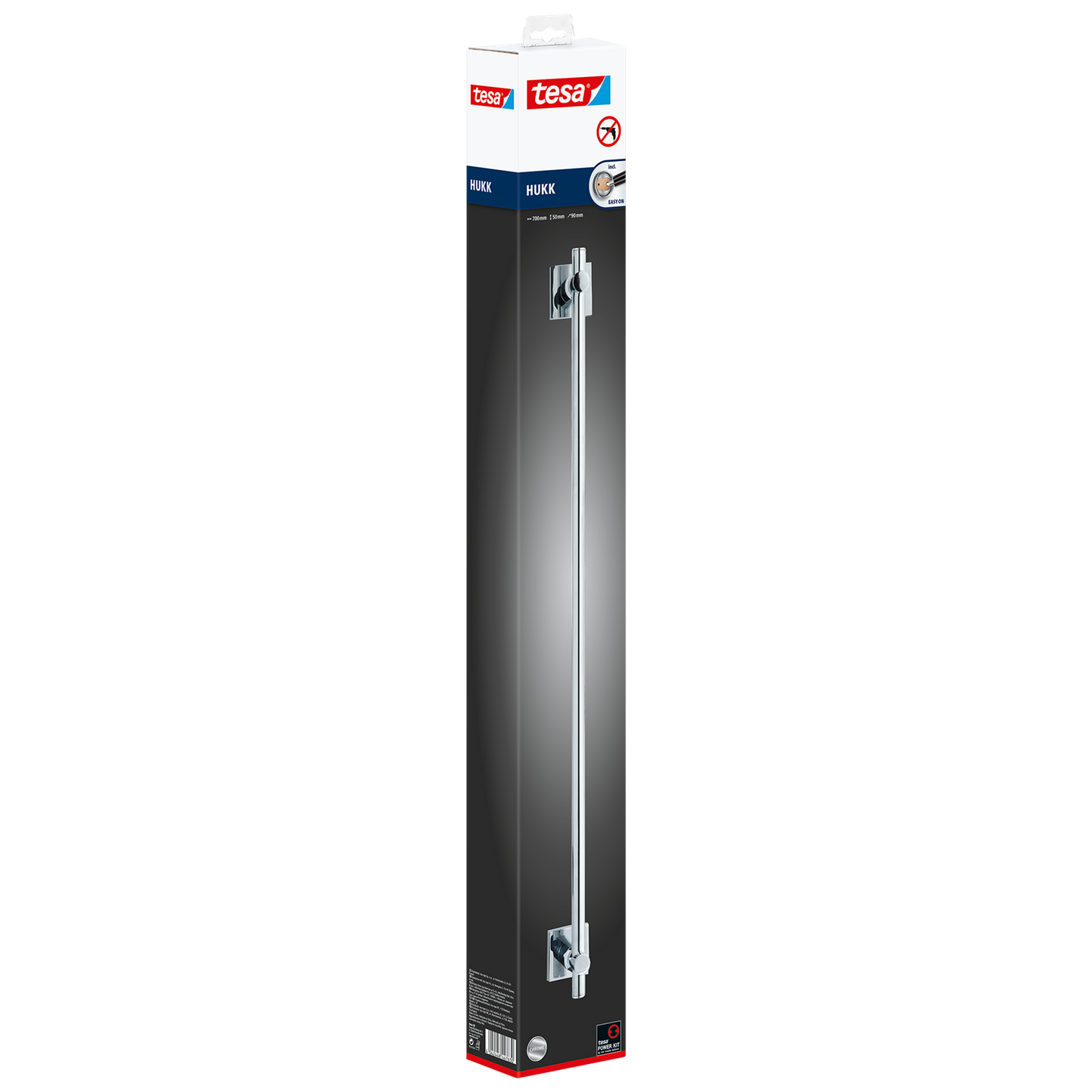 Tesa Hukk Single Bath Towel Rail - 90 x 700mm