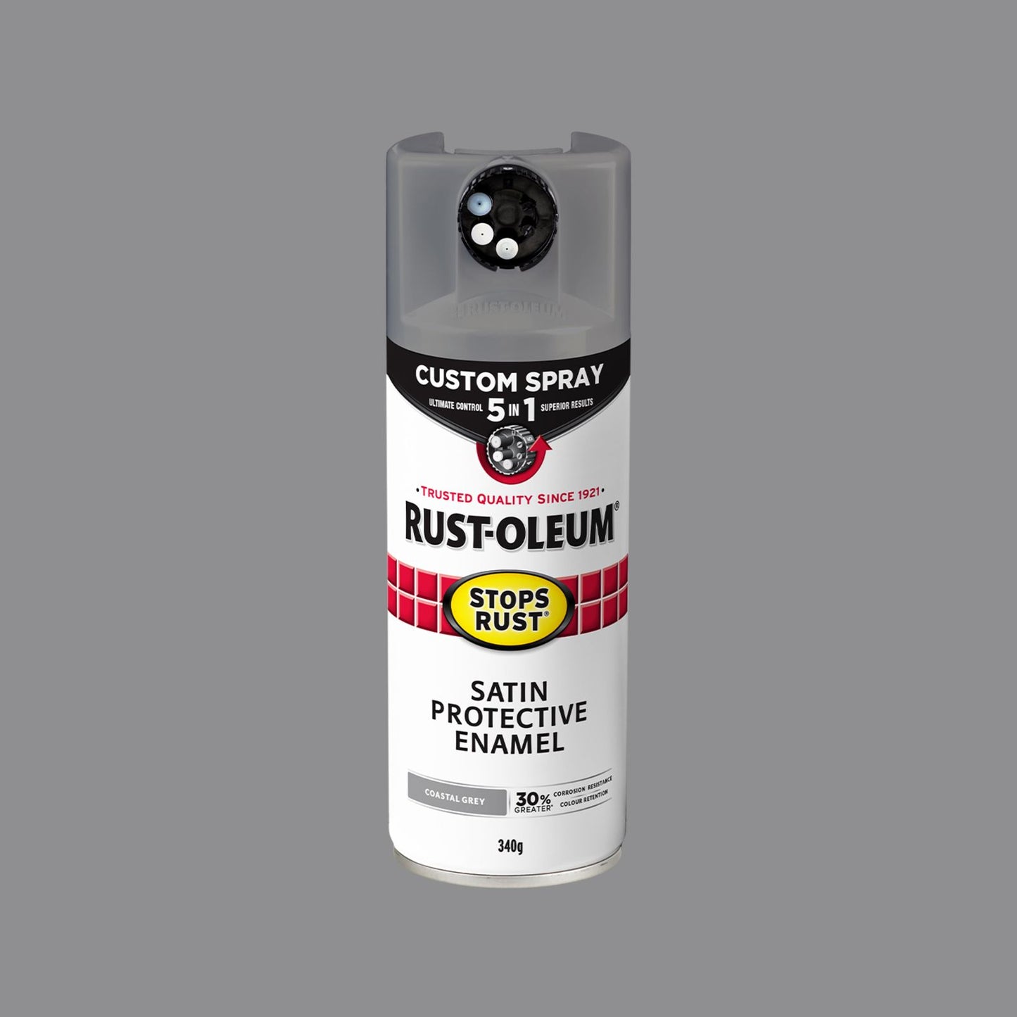 Rust Oleum Coastal Grey Satin Spray Paint - 340g - 5 in 1