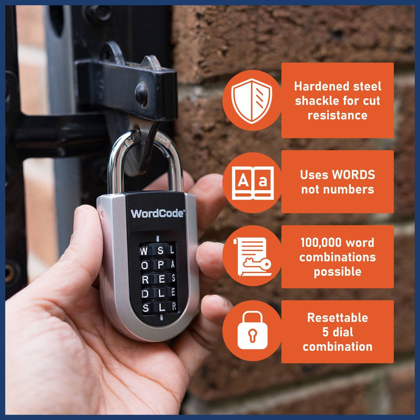 Wordcode Vertilock 5 Dial Stacker Combination Padlock - 43 x 92mm