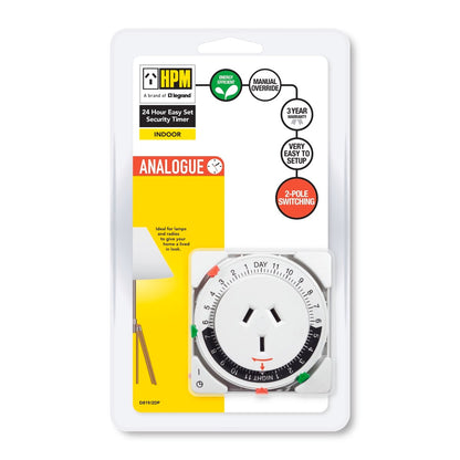 Hpm Easy Set Timer - 24HR - Plastic - Programmable - 1 Outlet
