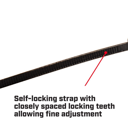 Crescent Black Cable Ties - 150 x 3.6mm - 25 Pack